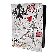 Eiffeltoren patroon pu lederen tas met standaard voor de iPad 2/3/4