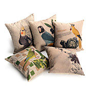 conjunto de 5 família cobertura de linho papagaio travesseiro decorativo