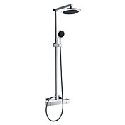 Wall Mount Chrome Finish Contemporary Thermostatic Shower Faucet with 8 Inch Shower Head and Hand Shower