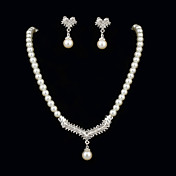 Stijlvolle Parels Met Juwelen Rhinestone Vrouwen set inclusief ketting, oorbellen