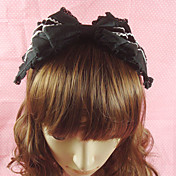 עבודת יד קפלים שחור כותנה 26cm קשת הקלסי לוליטה headband