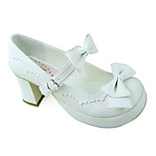 Håndlavede Elegant Pure White PU læder 7,5 cm High Heel Prinsesse Lolita Shoes