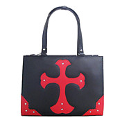Handmade Black and Red Cross Patterned PU Leather Gothic Lolita Bag