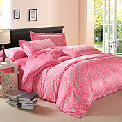 4pcs modernos pequenos pontos brancos de veludo rosa completo conjunto de capa de edredon