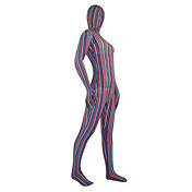 Pink & Blue & Orange Striped Lycra Spandex Zentai completo del corpo