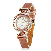 Fashion Damen PU Quarzwerk rundem Glas Armbanduhren Mehr Farben