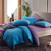 Morden Dark Blue / Purple franela Solid Full / Queen / King de 4 piezas del Duvet Cover Set