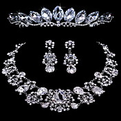 Elegant legering med Rhinestone Dame Smykker sæt med halskæde, øreringe, Tiara