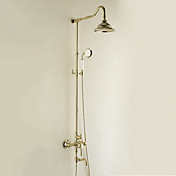Antique Style Ti-PVD Finish Brass Shower Faucets with 180 x 180mm Shower Head + Hand Shower