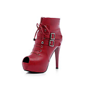 Leatherette Stiletto Heel Ankle Boots / Peep Toe With Buckle Party / Evening Shoes (More Colors)
