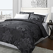 3PCS Azua flor preta Jacquard Twin / Queen / King Duvet Cover Defina