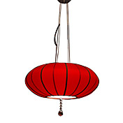 Chinese-style Pendant Light with Red Shade