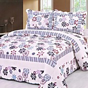 3pcs lila floral gewaschener Baumwolle Decke gesetzt