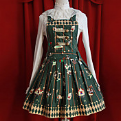 Funny Amusement Park Sleeveless Dark Green Short Cotton Sweet Lolita Dress