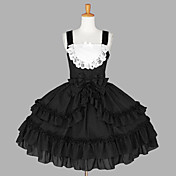 Sleeveless Knee-length Black Cotton Princess Lolita Dress