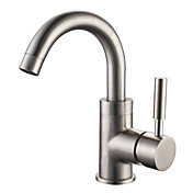 Brushed Finish Contemporary Style Centerset Stainless Steel Bathroom Sink Faucets