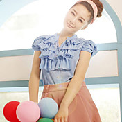 Women's Puff Sleeve Shirt with Ruffles