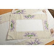 Set of 6 Placemats Purple Polyester Floral