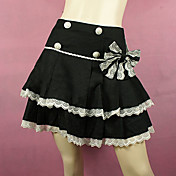Short Black Cotton White Lace Trim Sweet Lolita Rock mit Schleife
