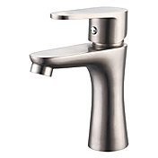 Contemporary Style Centerset Brushed Finish Stainless Steel Bathroom Sink Faucets