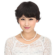 Capless 100% Human Hair Black Wavy Short Hair Wig