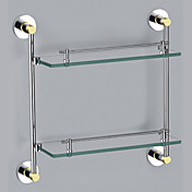 Moderno stile Chrome Wall finitura in lega di zinco montato ripiano in vetro (2 strati)