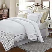 3PCS Ronne 400TC Flor de satén de algodón bordado Doble / Queen / King Duvet Cover Set