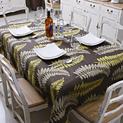 Golden Leaves In Grey Color Table Cloth