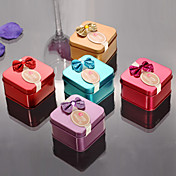 Nice Cuboid Metal Favor Tin With Bowkont - Set of 6 (More Colors)