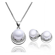 Cuprum Med Cubic Zirconia / Pearl kvinner smykker Set inkludert kjede, øredobber