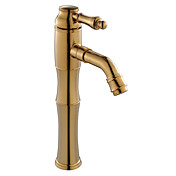 Ti-PVD Finish Antique Style Centerset Brass Bathroom Sink Faucet