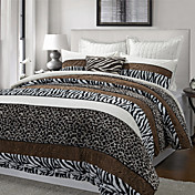 3pcs aarhus leopard / zebra stripe poly velvet duvet Cover-Set