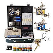2 Steel Tattoo Gun Kit Med LCD Power og 7 farger blekk