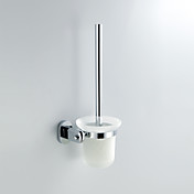 Chrome Finish Contemporary Style Wall Mounted Brass Toilet Brush Holder Rack