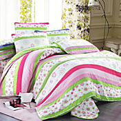 3PCS estampado de flores de algodón acolchado duvet cover Full Set