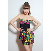 Vrouwen Peplum Bandeau Jurk in Floral Print