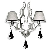 Accent 60W Lámpara Lámpara de pared con pantalla de tela negra y Colgantes de Cristal