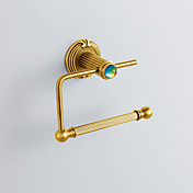 Antikk stil fargerike krystall Dekorert Ti-PAD Finish Brass Simple Toilet Paper Roll Holders Rack