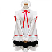 School Maid Long Sleeve Short White Cotton Cosplay Lolita Outfit