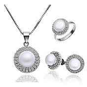 Gorgeous Cuprum Med Cubic Zirconia / Pearl kvinner smykker Set inkludert kjede, øredobber, ring