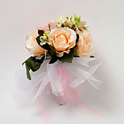 Forme Ronde main liée bouquet de mariée en satin de mariée
