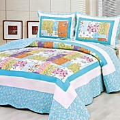 3pcs blau kariert gewaschener Baumwolle Decke gesetzt