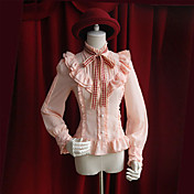 Moon's Elegy met lange mouwen roze Cotton Sweet Girl School Lolita Blouse
