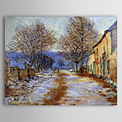 A pintura a óleo famosa efeito da neve em Limetz por Claude Monet