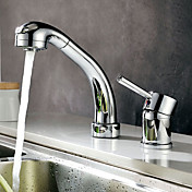 Contemporary Chrome Finish Widespread Kitchen Faucet
