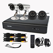 4 Channel One-Touch Online CCTV DVR Systeem (4 kanaals D1-opname, 15m IR)