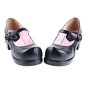 Handmade Black PU Leather 4.5cm High Heel Classic School Lolita Shoes