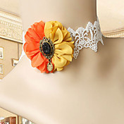 Handmade Style Rétro Black Flower Lace Country Lolita Collier Ouest