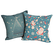 Conjunto de 2 Papai Noel dos desenhos animados capa algodão / linho Pillow decorativa