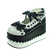 Handmade Black PU Leather 10cm Platform Cosplay Lolita Shoes
